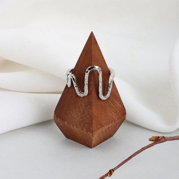 New!! Creative Electrocardiogram Open Gold Rings - Picture 6 of 6